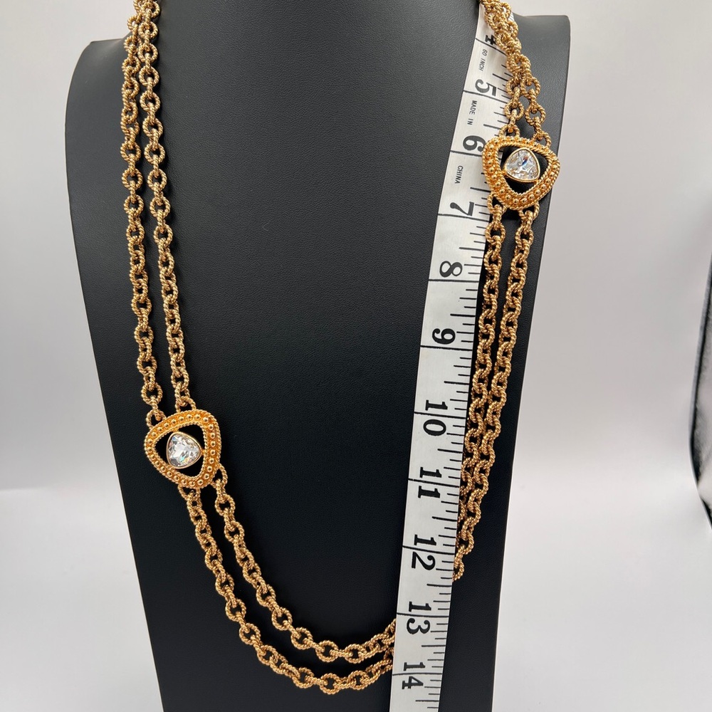SWAROVSKI Swan Mark Gold Byzantine Chunky Necklace With Clear Crystals - Picture 5 of 7